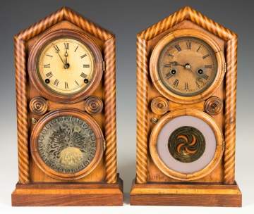 Two E. Ingraham & Co. Doric Model Shelf Clocks