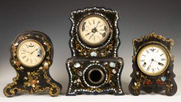 Three Victorian Paper Mache Shelf Clocks