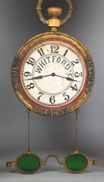 Whitford's Clock, Watches & Jewelry Trade Sign  with Glasses