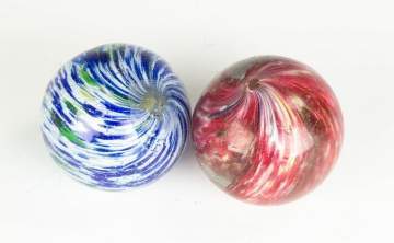 Two Large Vintage Onion Skin Marbles