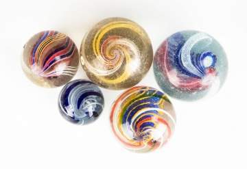 Five Vintage Various Swirl Marbles