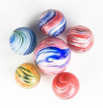 Six Vintage Swirl Marbles
