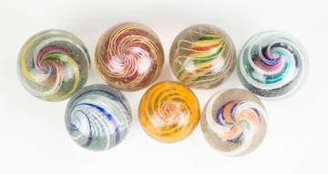 Seven Vintage Swirl Marbles