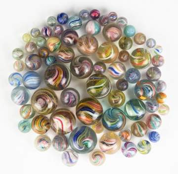 Large Group of Vintage Swirl Marbles