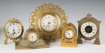 Group of Various Brass Shelf Clocks