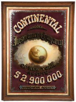 Continental Insurance Company of NY, Canandaigua  Agency Reverse Painted Advertising Sign
