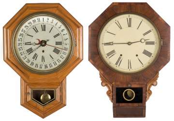Two Schoolhouse Clocks