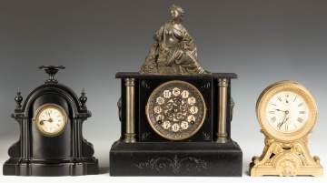 Three Victorian Iron Shelf Clocks