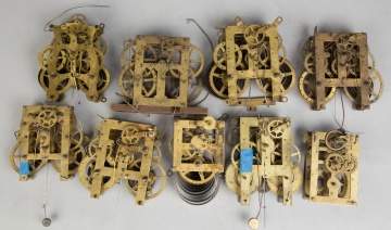 Group of Various Brass Clock Movements