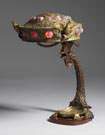 Unusual Austrian Bronze & Jeweled Table Lamp 