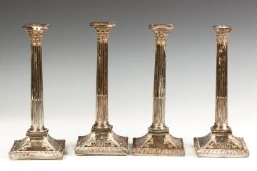 Set of Four Sheffield Silver Plate Candlesticks