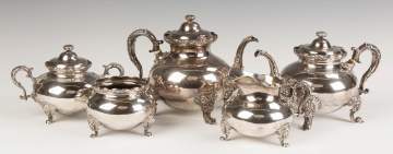 Whiting Sterling Silver Five Piece Tea Set