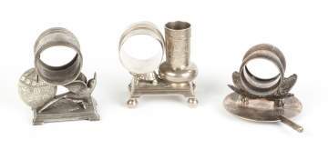 3 Vintage Silver Plate Figural Napkin Rings