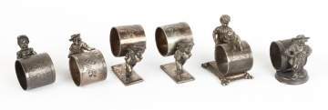 6 Vintage Silver Plate Figural Napkin Rings