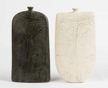 Peter Hayes (British, B. 1946) Two Incised Bottle Forms