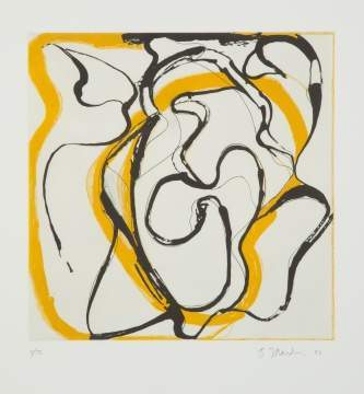 Brice Marden (American, b. 1938) Yellow And Black Linear Design On White Background