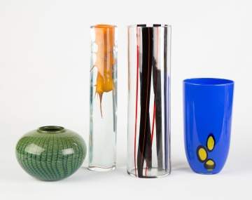 Four Contemporary Glass Vases
