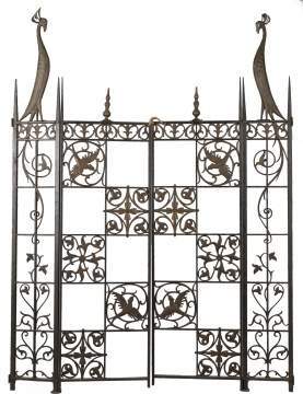 Art Deco Wrought Iron and Brass Gate