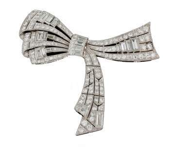 Platinum, Art Deco Bow Design Brooch