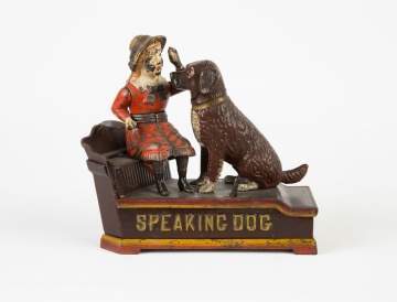 Speaking Dog Cast Iron Mechanical Bank