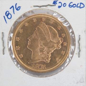 1876 Liberty Head $20 Gold Coin