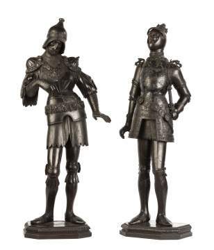 Pair of Carved Court Figures in Armor