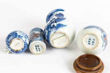 Chinese Blue and White Porcelain Vases and Snuff  Bottle
