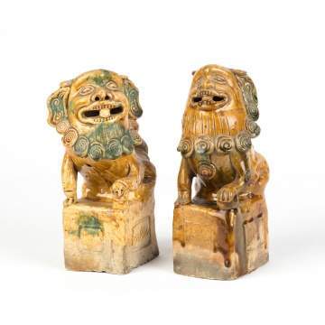 Pair of Chinese Glazed Guard Lions