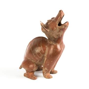 12th Century Pottery Figure of a Squatting Dog