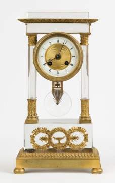 Crystal and Gilt Bronze Portico Clock