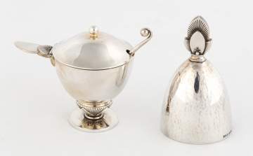 Georg Jensen Sterling Silver Cactus Mustard Pot and Bell