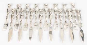 Georg Jensen Sterling Silver Fish Pattern Forks  and Knives