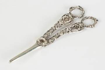 Francis Higgins, London, Sterling Silver Figural Grape Scissors