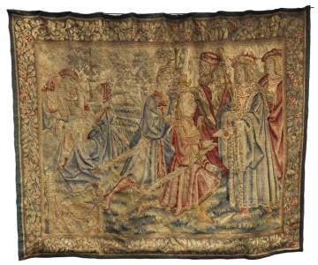 Large Tapestry Depicting Court Figures