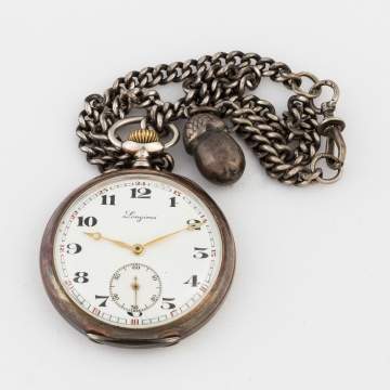 Longines Coin Silver Open Face Pocket Watch