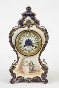 French Hand Painted Porcelain Clock