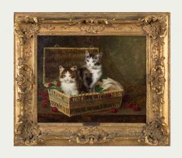 Jules Gustave Leroy (French, 1856-1921) Kittens in a Basket of Cherries