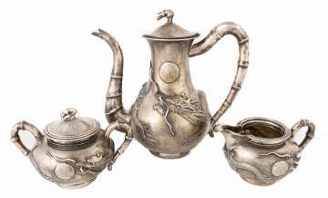 Chinese Export Sterling Silver Three Piece Teaset