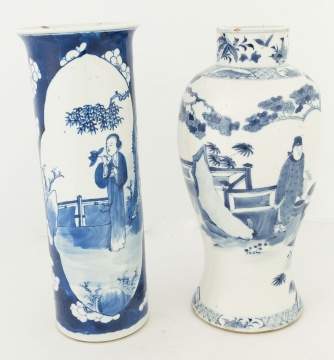 Two Chinese Blue and White Decorated Vases