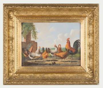Albertus Verhoesen
(Dutch, 1806-1881), Roosters and Chickens