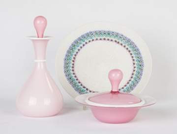 Two Pieces of Tomasso Buzzi Opaline and "Milli-Fiori" Plate