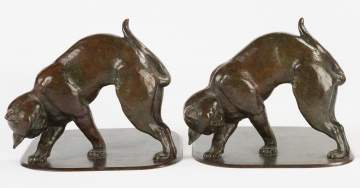 Pair of Tiffany Studios NY Bronze Cat Bookends