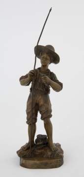 Georges Omerth (French, fl. 1895-1925) Bronze Sculpture of a Fisher Boy