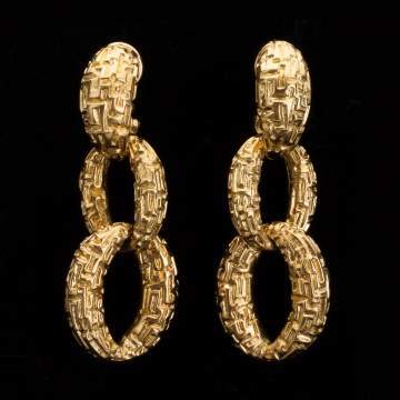 18K Gold Textured Earrings