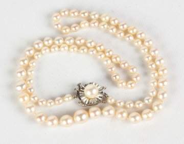14K White Gold & Pearl Necklace