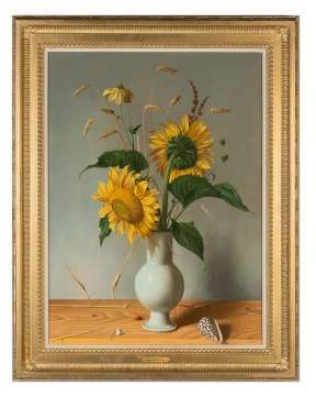 Fernand Renard (French, born 1912) "Sunflowers in a Vase"