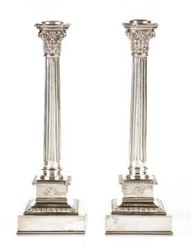 Pair of Buccellati Classical Form Sterling Silver Candlesticks