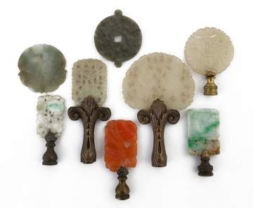 Group of Chinese Carved Jade Pendants and Finials