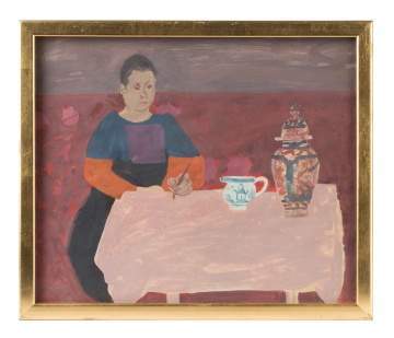Honore Desmond Sharrer (American, 1920-2009) "Woman at Table"