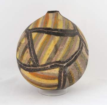 Rick Dillingham (American, 1952-1997) Pot With Yellow Stripes